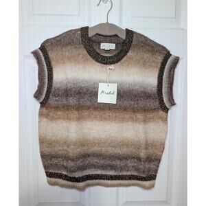 NWT Marled Brown Metallic Striped Knit Vest Top M | Vintage Retro 70s Sweater